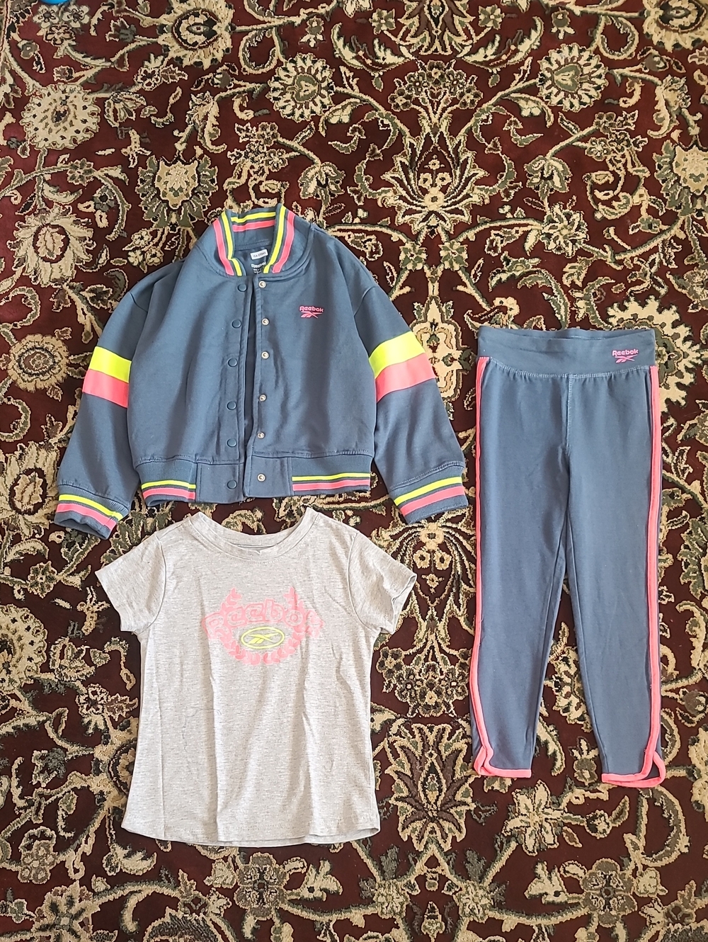 2 for $50 - Reebok Girls 6 Green, Pink, Yellow & Gray 3-piece Athleisure Set